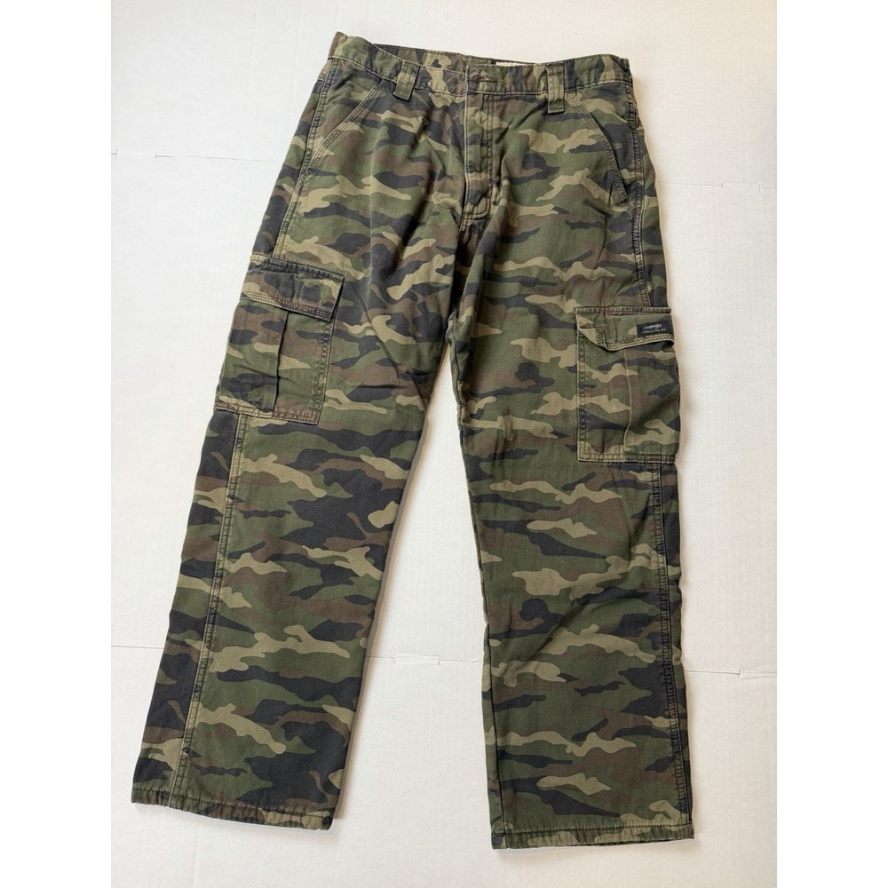 Y2K 2000s WRANGLER Relaxed Fit Camo Cargo Pants 32x28 Utility Hunting Baggy